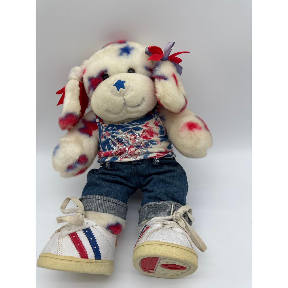 Build A Bear Stars Puppy Dog Plush 4th of July Red White Blue USA Patriotic BAB
